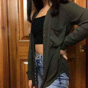 Forever 21 army green button up
